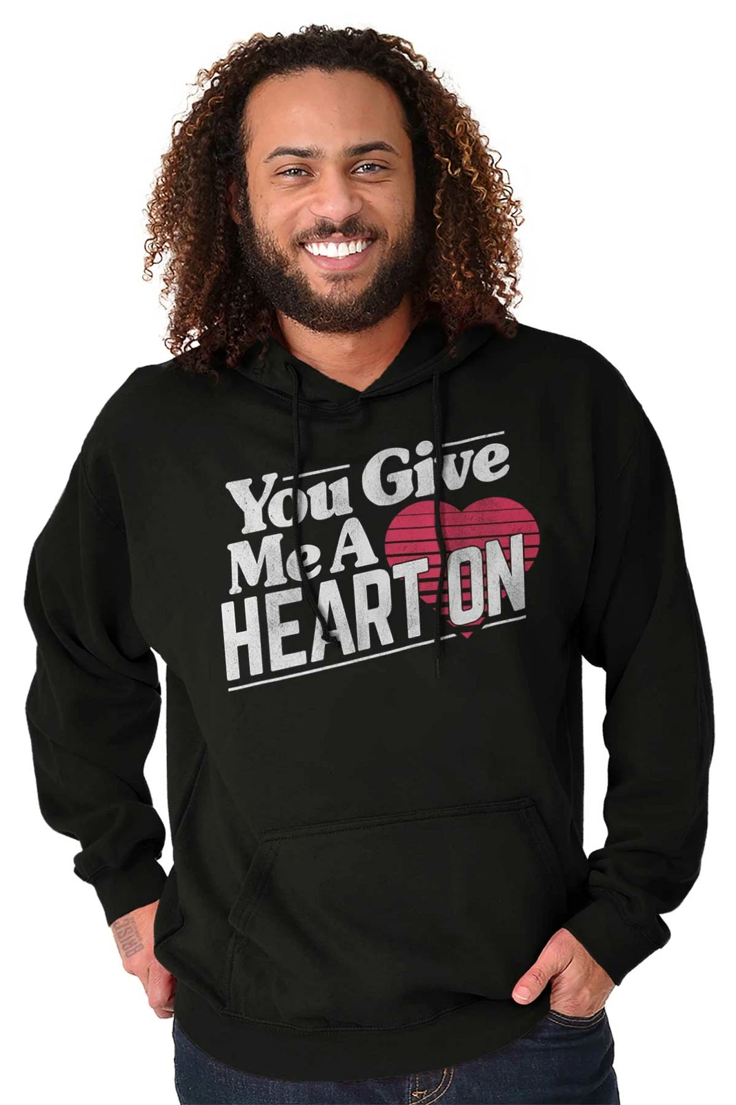 Felpa con cappuccio uomo divertente San Valentino mi dai un cuore