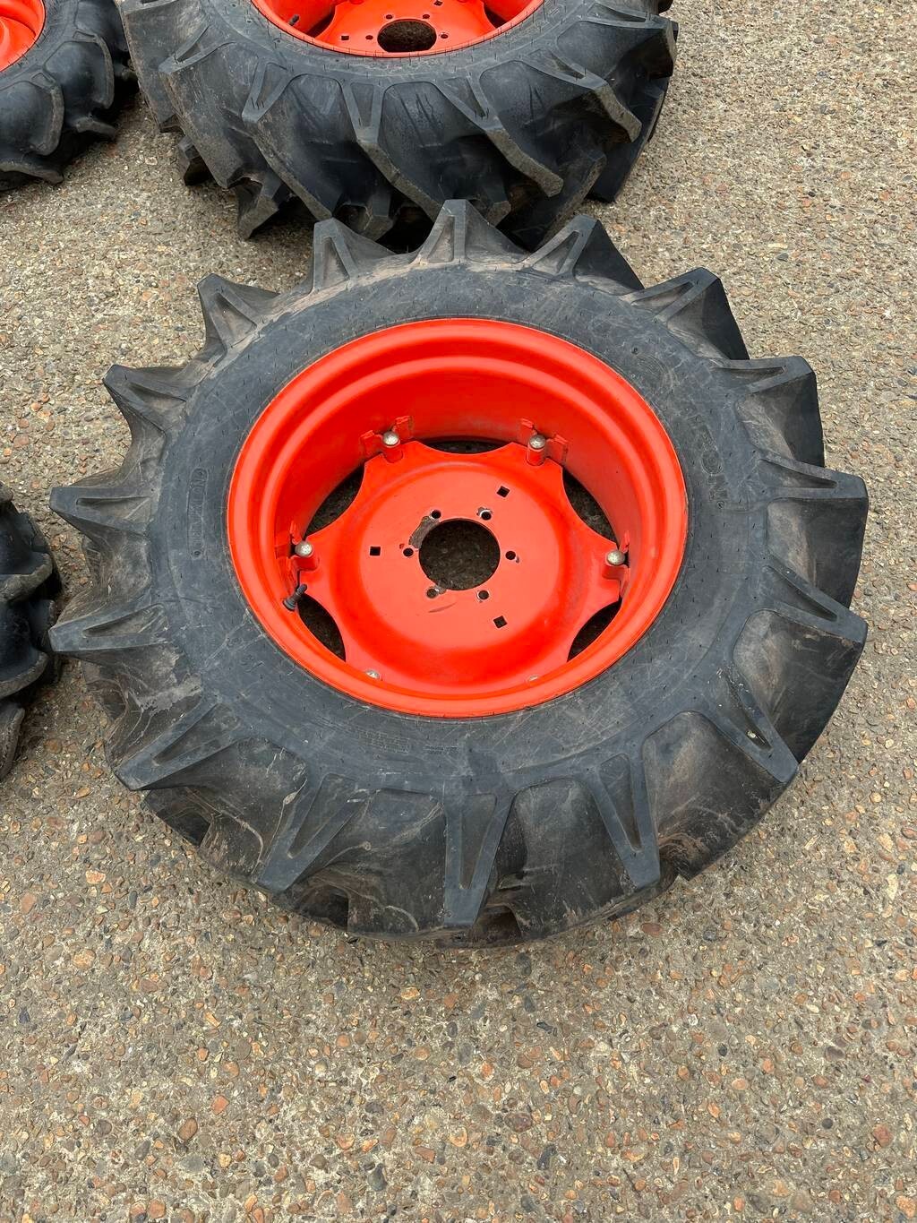 Complete set of Agricultural wheels and tyres to fit a compact tractor