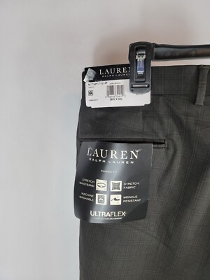Lauren Ralph Lauren Men's Classic-Fit UltraFlex Plaid Dress Pant Dk Brwn  38Wx30L | eBay