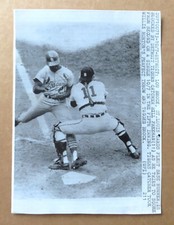 Detroit Tigers 1968 World Series Lou Brock - Bill Freehan Vtg Mexico Wire Photo