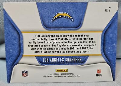 rare footy cards 2023 2023 Score Football Huddle Up Rare Red Los Angeles Chargers Card