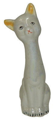Vintage White Luster Ware Tall Slender Cat Figurine