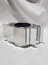 Mid century modern Brutalist Aluminum Candle Holder Scripto Lighter Part Case