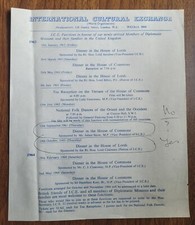 1963/64 International Cultural Exchange Functions at Houses of Lords & Commons