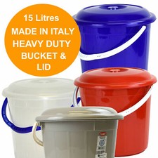 15L Bucket with Lid Plastic for Garden Rubbish Waste Home Storage Container Tub