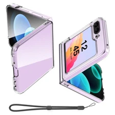 For Samsung Galaxy Z Flip6 5G 2024 Case Clear Shockproof Slim Back Cover & Strap