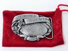 Vintage Nebraska Cornhuskers Football Belt Buckle 1984 with Red Pouch Limited Ed