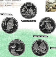 NETHERLANDS DEN HELDER 5x 2 EURO 1997 BU Ships, sealed in folder + COA B18