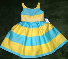 Ralph Lauren Kids Girls Yellow / Blue Dress Striped Easter Size 4 y.o. NWT