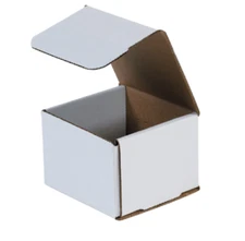 Pick Quantity! 1-250 4x4x3" White Corrugated Mailer Small Folding Box Light Ship