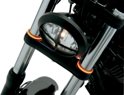 Custom Dynamics Truwrap 56mm smoked amber & white fork turn signal kit Harley H3