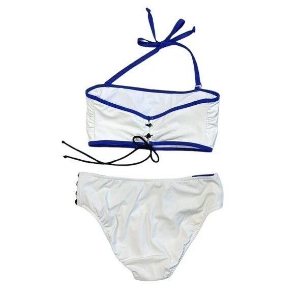 Conjunto de bikini Venus de 2 piezas con correa convertible inferior 14 superior XL blanco azul negro Foto 2 de 4