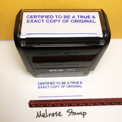 Certified To Be True Exact Copy Of Original Rubber Stamp Blue Ink Ideal 4913