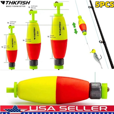 #ad #ad 5PCS Fishing Bobbers Floats Weighted Bobbers for Fishing Foam Snap on Fish Float $12.99
