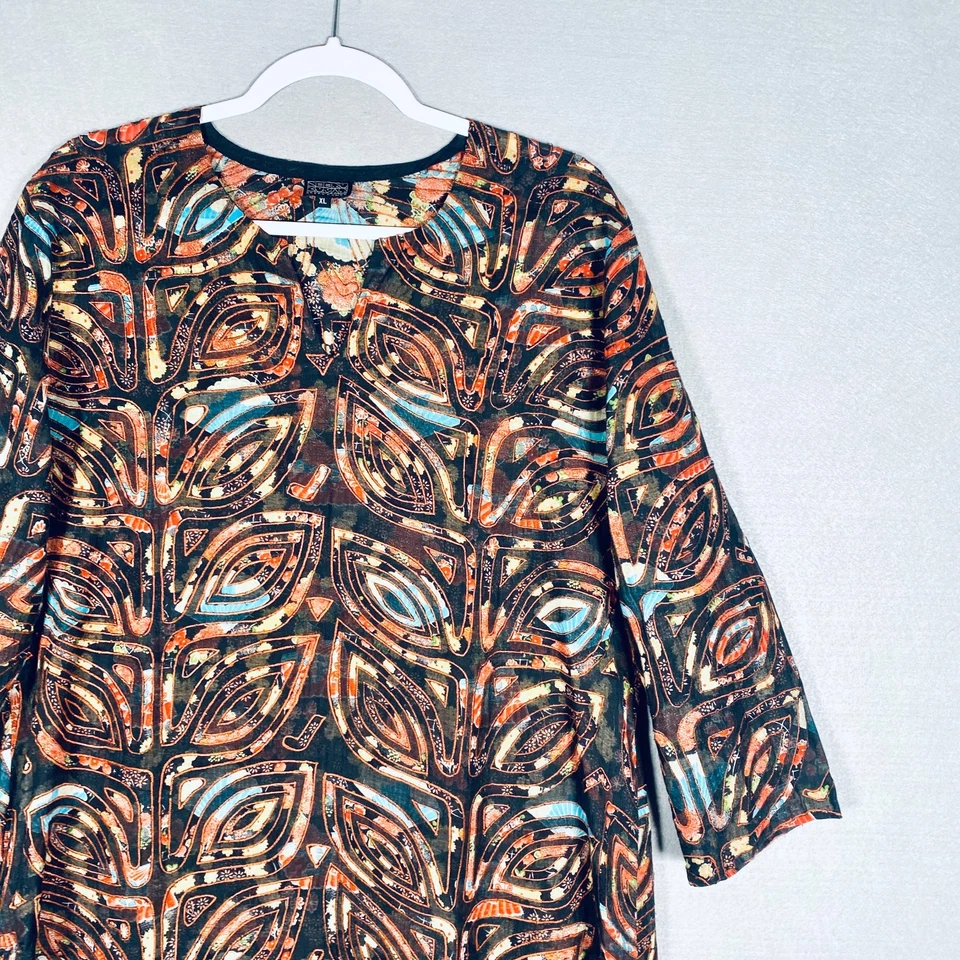 Vestido Neeru Kumar para mujer XL marrón lana seda caftán Foto 4 de 4