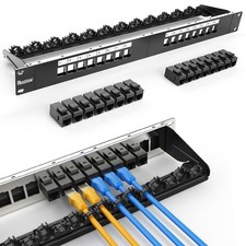 Patch Panel 16 Port with 16 PCS Cat6 Keystone Jack UTP Fold 19 Inch Manage