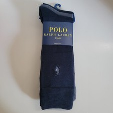 Ralph Lauren Polo 3pk Trouser Dress Socks Fits Shoe Size 6-12.5 Navy Gray New