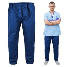 Disposable Dark Blue Scrub Pants Polypropylene Breathable 10 Count XL Size