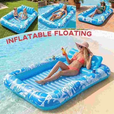 Inflatable Tanning Pool Lounger Float - 4 in 1 Sun Tan Tub Sunbathing Pool Loun