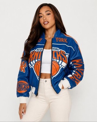 NY Knicks  Blue Genuine Leather Bomber Unisex Varsity Jacket. Gift For Him/her