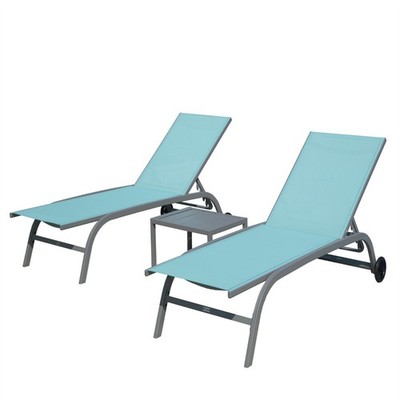 Lounge Chairs Set of 3 with Wheels and 5 Adjustable Position for Outside Patio