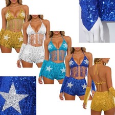 Women Set Clubwear Dance Set Uniforms Outfit Detail Dancewear Dress-up Sequins