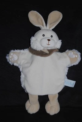 🐰Doudou marionnette lapin BABYNAT BABY'NAT BN0462 Ferme blanc écru crème beige - Photo 1/2