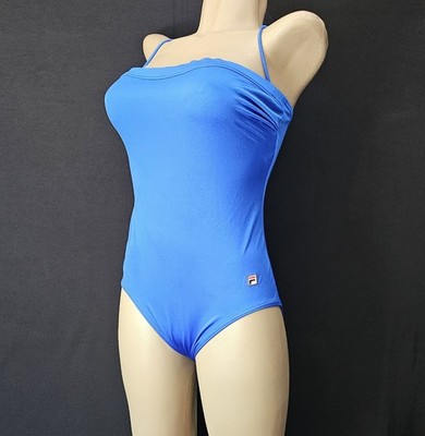 Blue Vintage Swim Suit~FILA ITALY~14~Silky Nylon Lining
