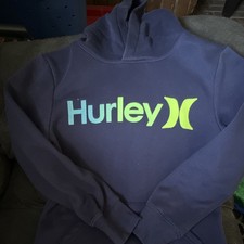 Hurley Boy  s Blue Pullover Hoodie Logo Graphic Hooded Long Sleeve Size 7/8