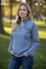 Patagonia Women's 1/4 Zip Fleece Pullover   Size M   Blue Heather   Warm  Light