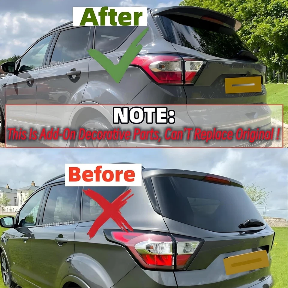 For 2013-2019 Ford Escape Rear Tailgate Roof Spoiler ST-Line Style Glossy Black - Изображение 2 из 4
