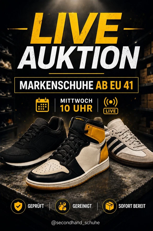 Markenschuhe Live Auktion | Größen ab 41 | Donnerstag 10 Uhr dabei
