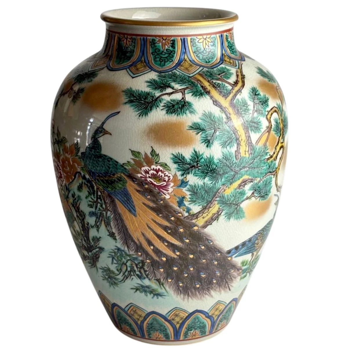 古い大花瓶 陶瓷多色老式原版古董日本花瓶| eBay