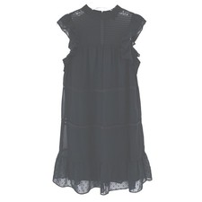 Y2K Black Sheer Overlay Ruffle Dress Women's M Party / Evening Shift Whimsigoth