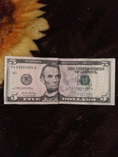 5 Dollar Bill Fancy Serial Number