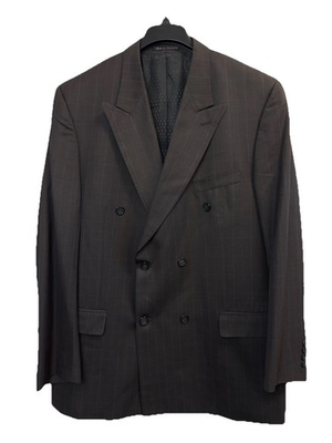 #ad #ad Mazzoni Suit Blazer Mens 46L Brown Windowpane Jacket Double Breasted Sport Coat $20.00