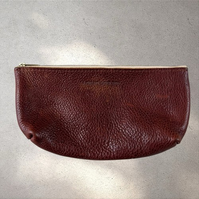 #ad Portland Leather Goods Utility Bag Zip Pouch Cognac Pebble Leather $33.99