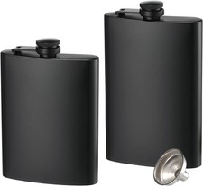 2 Pack Hip Flasks for Liquor, 8 Oz & 12 Oz Stainless Steel Leakproof Thin Flask