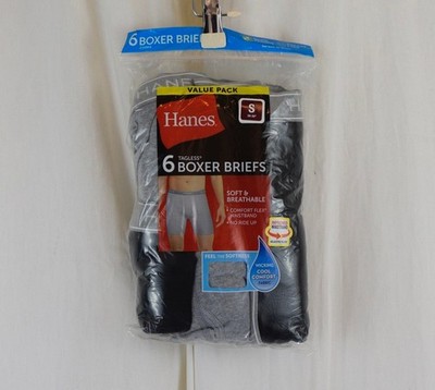 6 PACK Hanes Men's Cotton Boxer Briefs Underwear Size Small