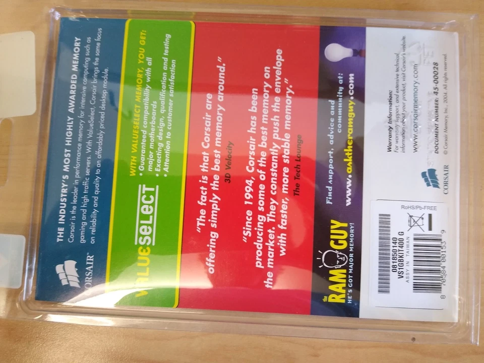 1 GB Memory Module Kit, 2 x 512 MB modules, Corsair two 184 pin DDR-DIMMs - Image 2 of 2