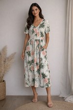 Vintage Carol Anderson California Floral Button Midi Dress Size 14