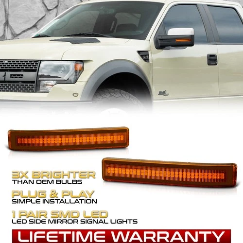 [AMBER LENS] LED Side Mirror Lights Signal Blinker Lamp For 2009-2014 Ford F-150
