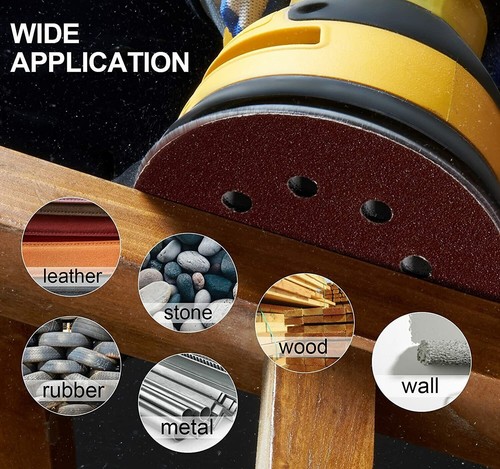 20 PCs Variety 5" Sanding Discs Grit Assorted Hook & Loop 8-Holes Orbital Sander - Picture 5 of 15