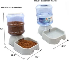 2 Pack Automatic Dog Cat Feeder and Water Dispenser ,Gravity Multi Pet Drinki...