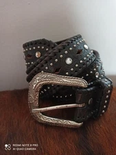 BILL ADLER Genuine Leather Genuine Leather Stones & Rivets Belt New Gift Idea