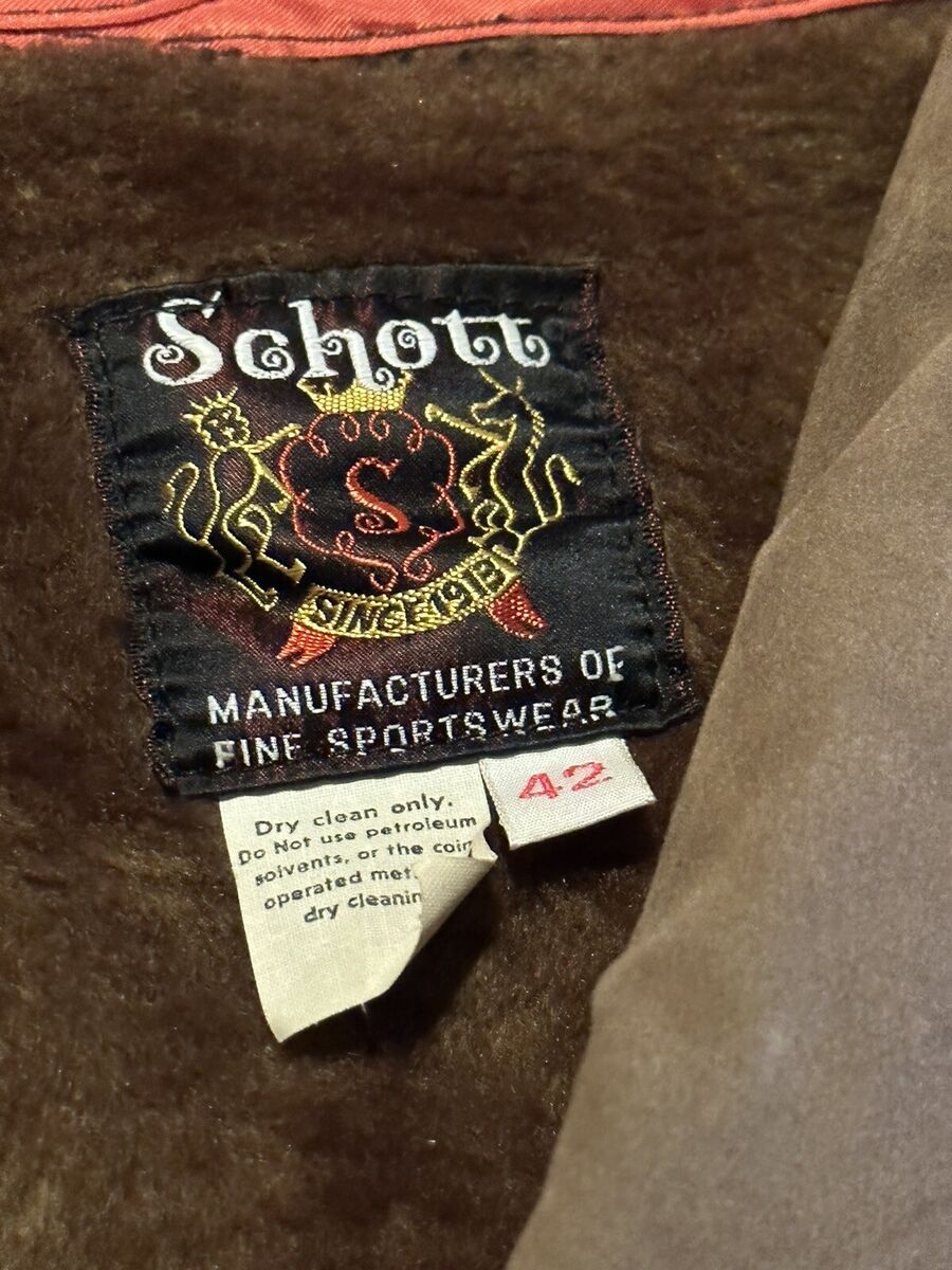 Schott NYC Mens Size 42 Brown Leather Motorcycle Jacket Fur Schott NYC Mens Size 42 Brown Leather Motorcycle Jacket Fur