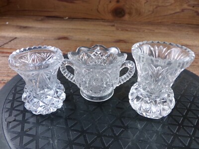 Pineapple Pattern Crystal VINTAGE 1980''s Toothpick holder and Candy Cup