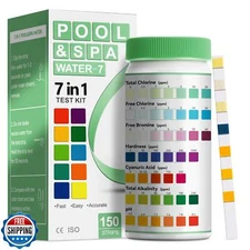 AAwipes Pool Test Strips 7 in 1 (150 Strips) All-New 2024 Pool PH Test Kit Su