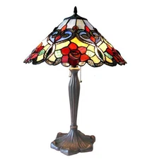 Chloe Lighting Lindsay Tiffany 2-Light Table Lamp 17" Shade (See Photos)