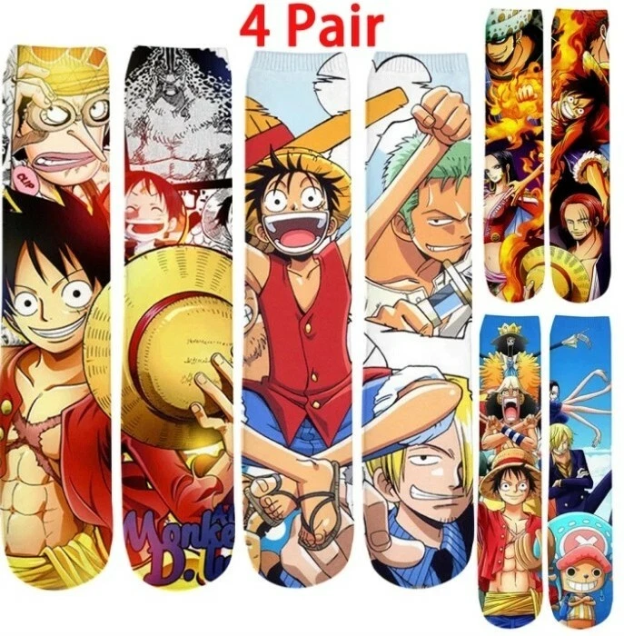 Chaussettes Manga one piece 40 cm lot de 4 paires luffy zoro coton